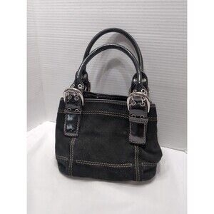 Tignanello Purse Soft Black Suede & Patent Leather Handbag